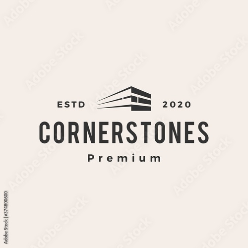 corner stone hipster vintage logo vector icon illustration Fototapet