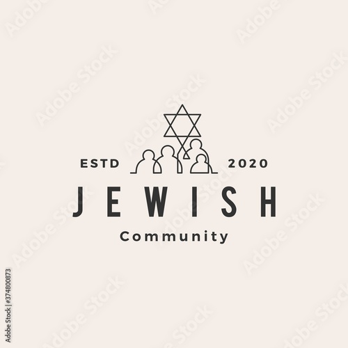 jewish people community hipster vintage logo vector icon illustration