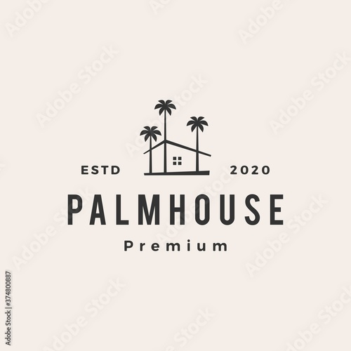 palm house hipster vintage logo vector icon illustration