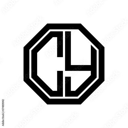 CY initial monogram logo, octagon shape, black color