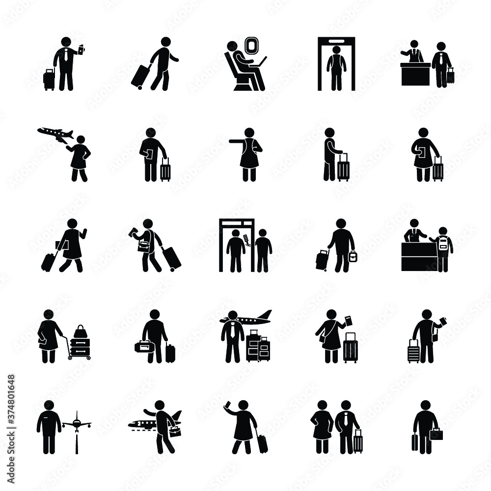 Airport Human Glyph Vectors Airport Human Glyph Vectors