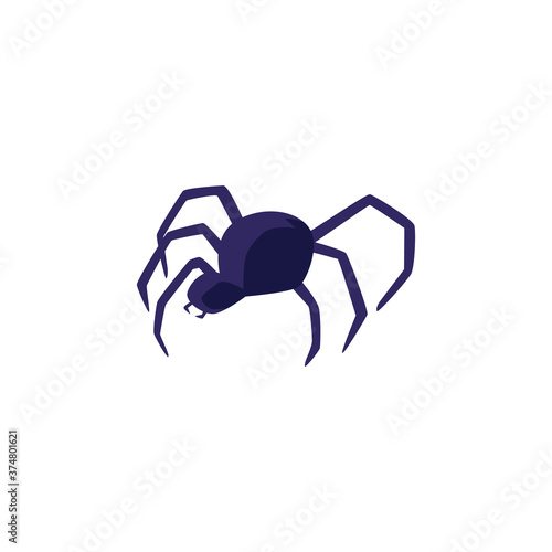 Black spider cartoon icon or sign, flat cartoon vector illustration isolated.