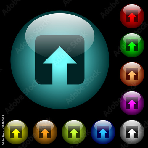 Upload icons in color illuminated glass buttons photo