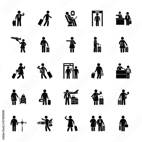 Airport Human Glyph Vectors 