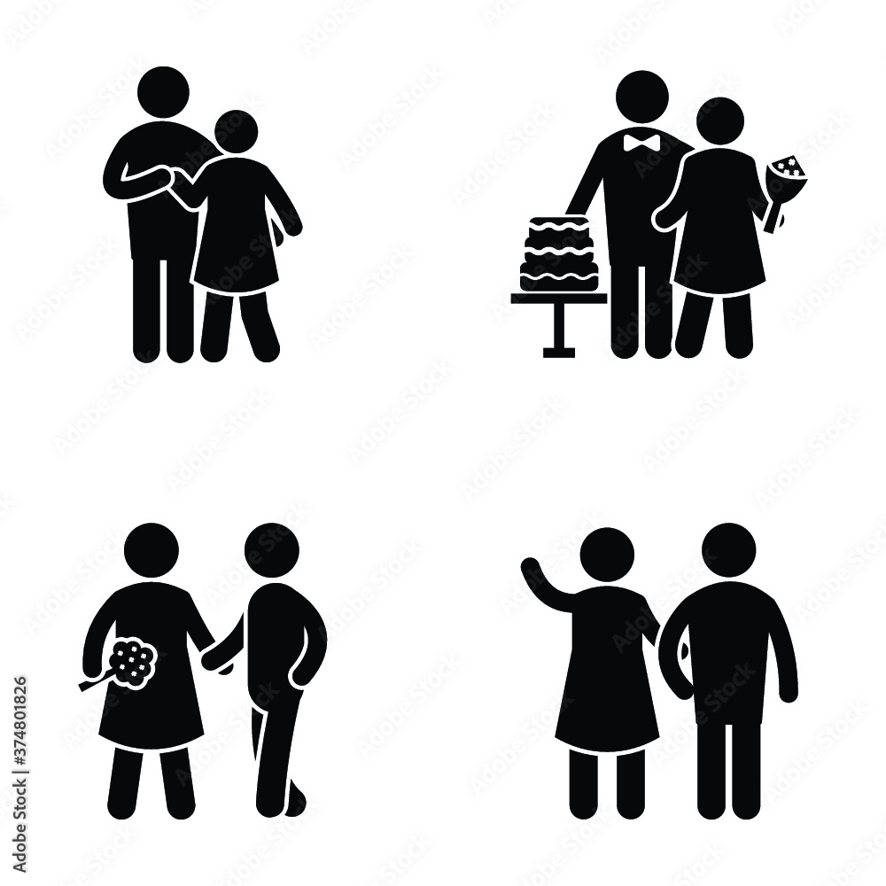 Romantic Couples Glyph Icons Set Romantic Couples Glyph Icons Set