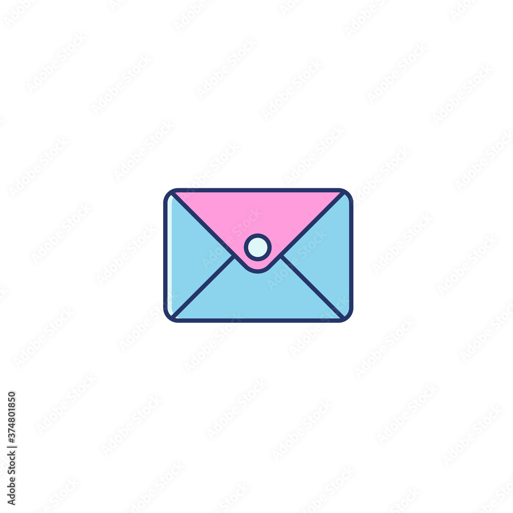 Individually wrapped sanitary napkin flat color line icon on isolated white background. Feminine pad in a portable box outline vector sign, symbol. Woman menstrual pad vector illustration. Individually wrapped sanitary napkin flat color line icon on isolated white background. Feminine pad in a portable box outline vector sign, symbol. Woman menstrual pad vector illustration.