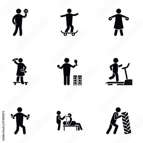Exercises and Workout Glyph Icons 
