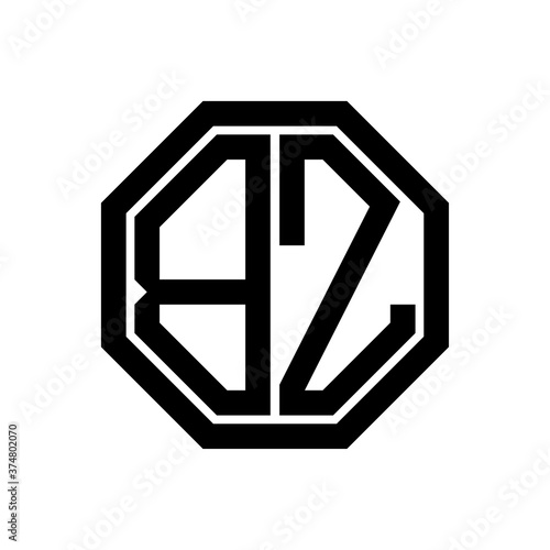 BZ initial monogram logo, octagon shape, black color