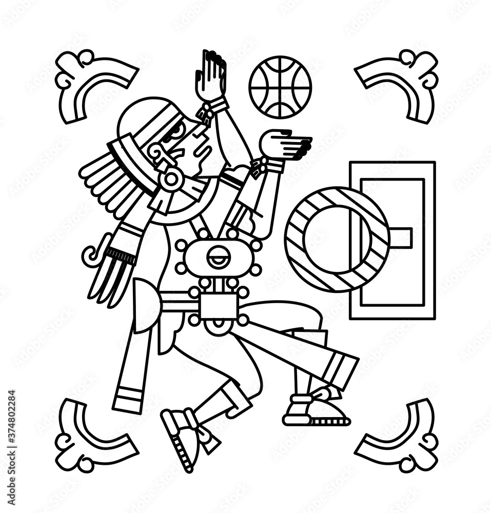 Fototapeta premium Aztec cacao pattern design with tribal elements.