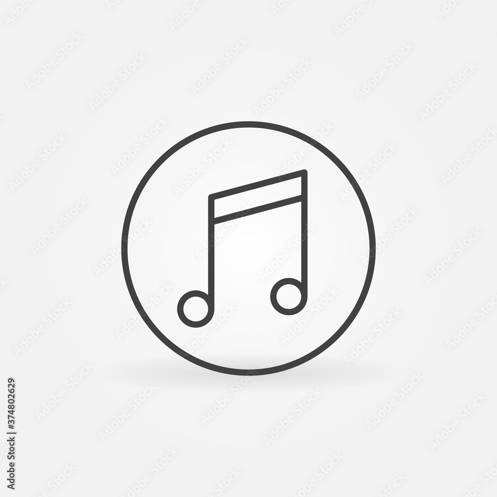 Musical Note in Circle vector concept round icon or sign in outline style Musical Note in Circle vector concept round icon or sign in outline style
