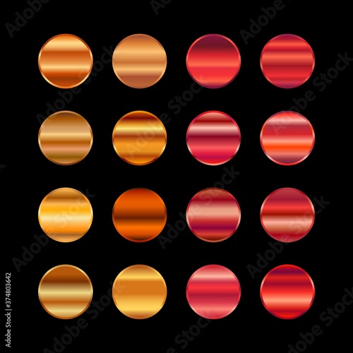 Metal gold color palette. Orange red steel texture