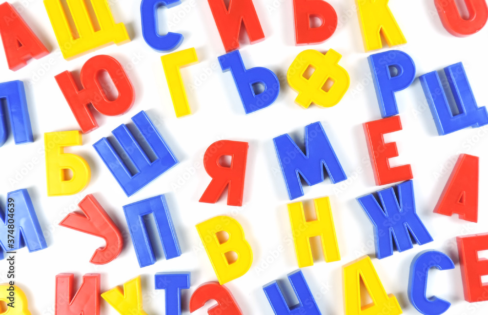 background of colored letters of the Russian alphabet in a chaotic order background of colored letters of the Russian alphabet in a chaotic order