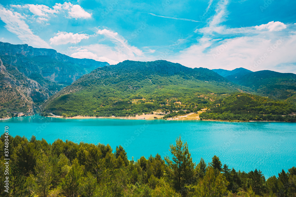 Verdon Gorge, Lake of Sainte-Croix, France. South-eastern France. Provence-Alpes-Cote d'Azur