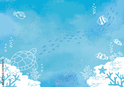 海底の魚たち　背景イラスト
