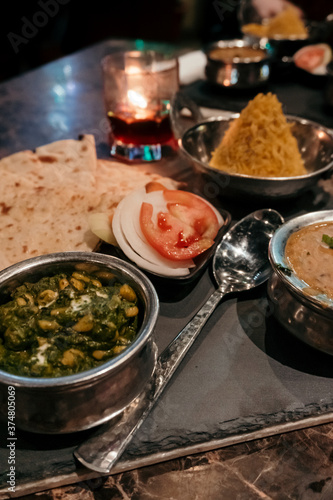 Assortment of traditional Indian food