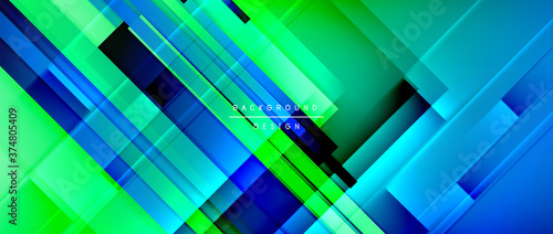 Dynamic lines on fluid color gradient. Trendy geometric abstract background for your text, logo or graphics