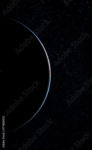 Fototapeta Naklejka Na Ścianę i Meble -  Dawn on the blue planet Earth in space. Sunset panorama, Eclipse. Elements of this image are furnished by Japan Meteorological Agency