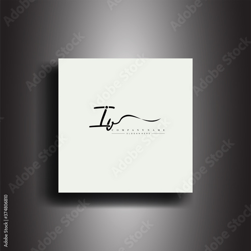 IV Signature style monogram.Calligraphic lettering icon and handwriting vector art.