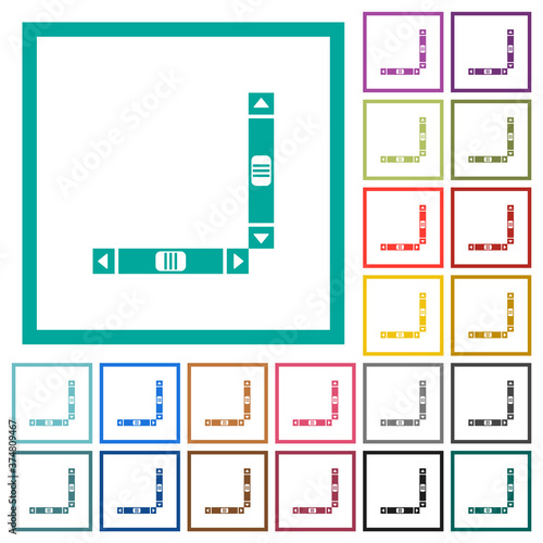 Vertical and horizontal scroll bars flat color icons with quadrant frames