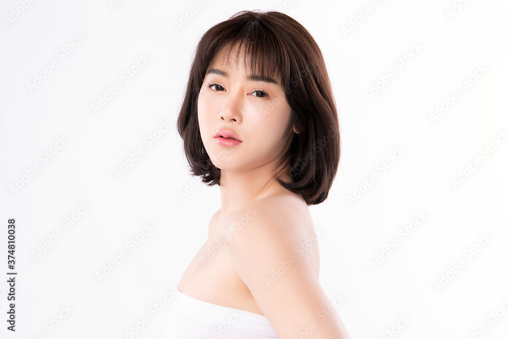 Beautiful Young asian Woman with Clean Fresh Skin, on white background, Face care, Facial treatment, Cosmetology, beauty and spa, Asian women portrait Beautiful Young asian Woman with Clean Fresh Skin, on white background, Face care, Facial treatment, Cosmetology, beauty and spa, Asian women portrait