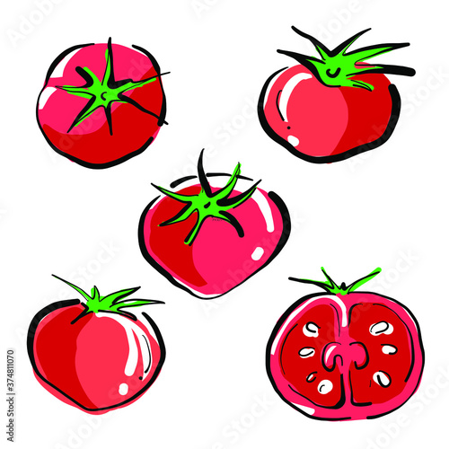 トマトとミニトマトのイラスト素材