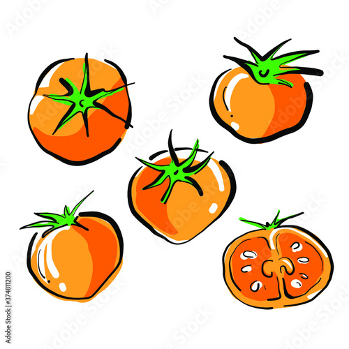 オレンジミニトマトのイラスト素材