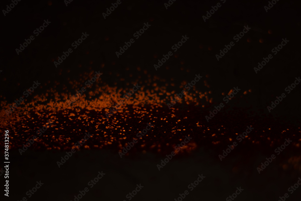 Fototapeta premium Black background with multiple blurred spots in orange
