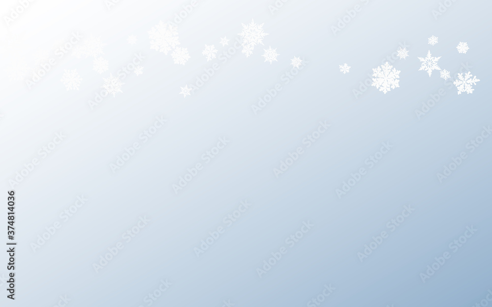 Silver Snowfall Panoramic Vector Gray Background. 