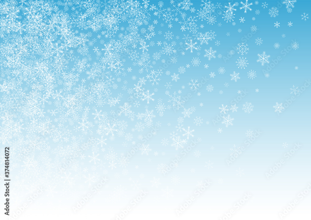 White Snow Vector Blue Background. Abstract 