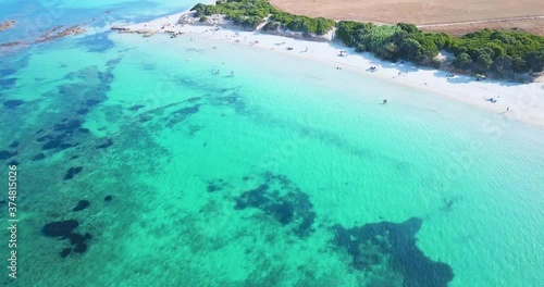 drone over the beautiful sardinia sea