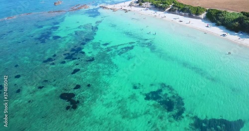 drone over the beautiful sardinia sea