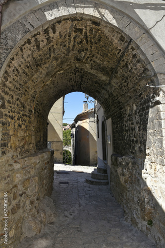A narrow street among the old houses of Riccia  a medieval village in the Molise region.
