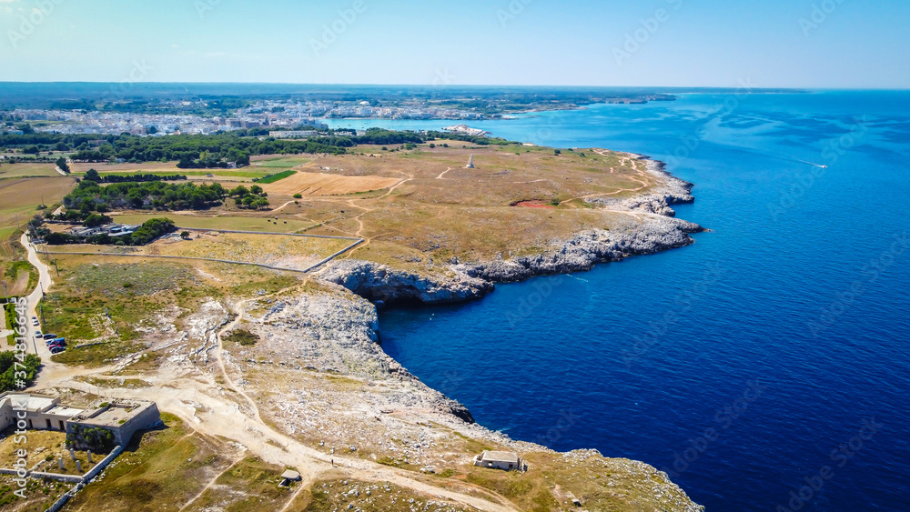 Obraz premium Puglia beach Italy, Europe: Castro Marina is a blue paradise overlooking the Adriatic sea.