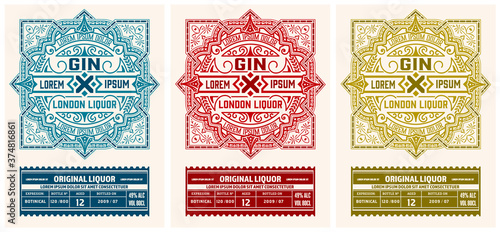 Liquor label with floral ornaments