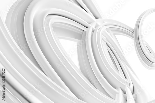 Abstract modern dynamic white flowing curve swirl or twirl spiral shape lines background
