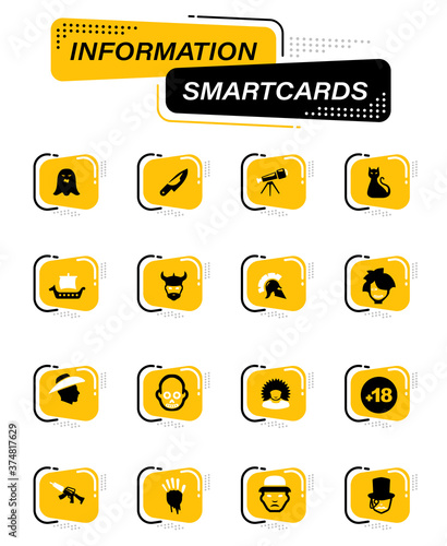 Genres of cinema icons set