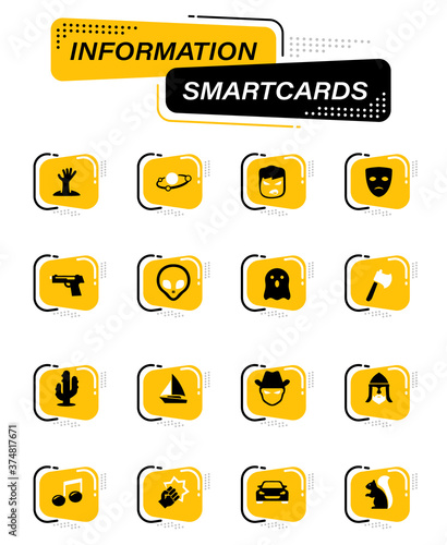 Genres of cinema icons set