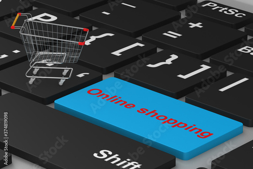 online shopping on white ba...