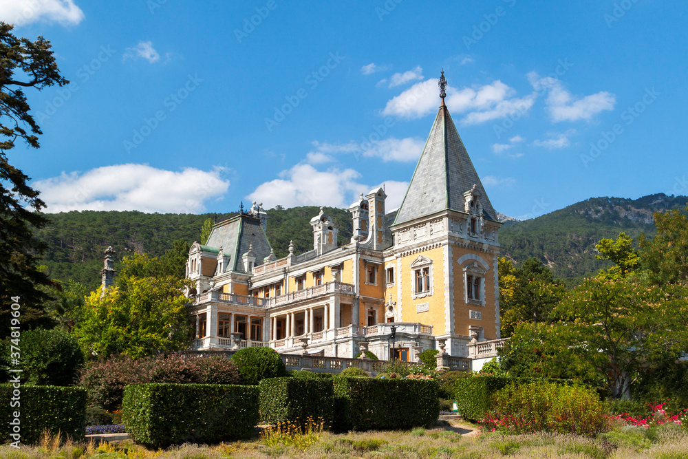 view of  Massandra palace  is a villa of Emperor Alexander III of Russia in Crimea  from garden