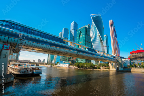 Modern glass skyscrapers in the business district of Moscow