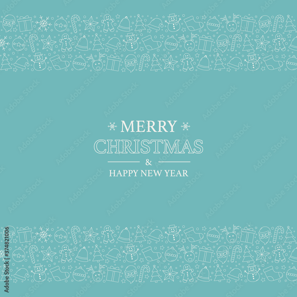 Beautiful Xmas pattern with wishes. Christmas greeting card. Vector