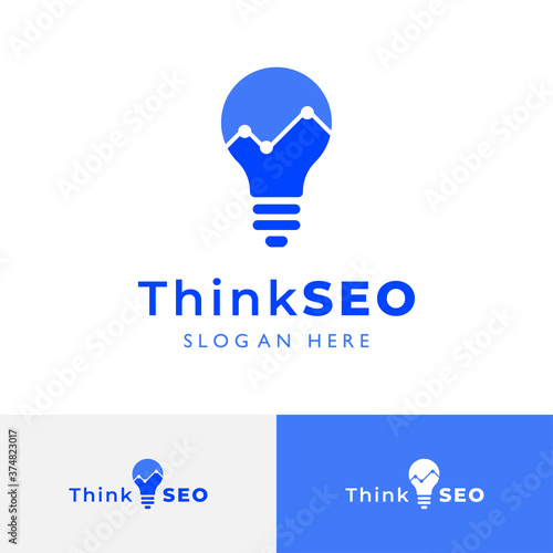 Search Engine Optimization SEO services logo design with Bulb and chart vector