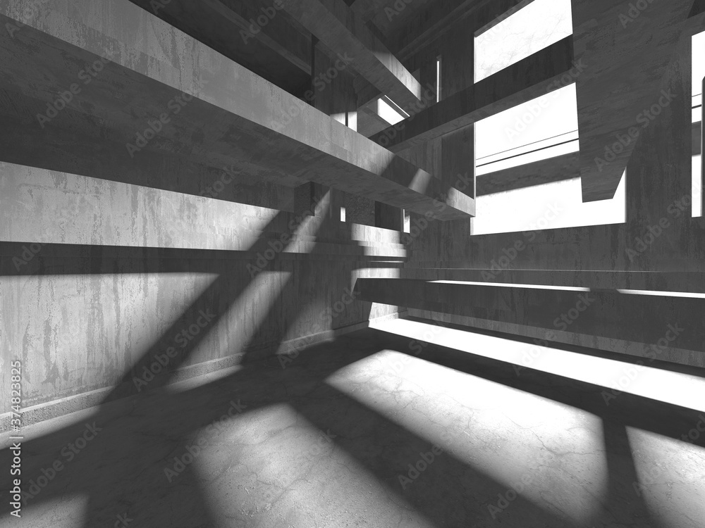 Fototapeta premium Dark Concrete Wall Architecture. Empty Room