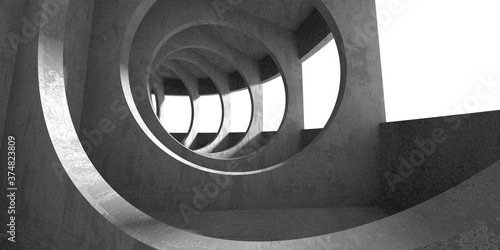 Dark Concrete Wall Architecture. Empty Room