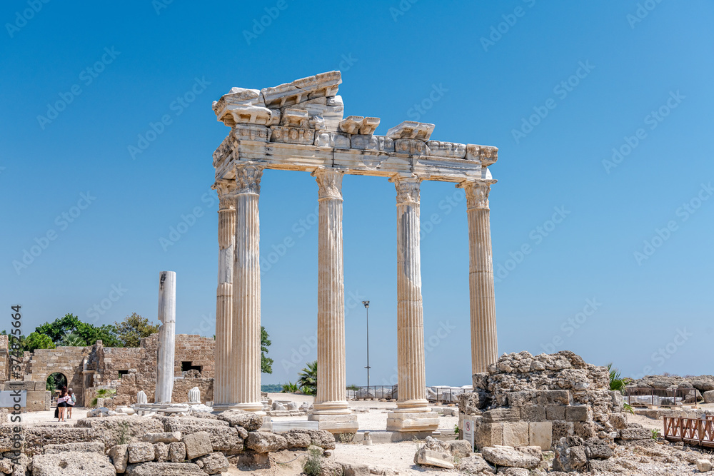 Apollo ancient temple colonnade ruins, Side, Antalya region, Turkey