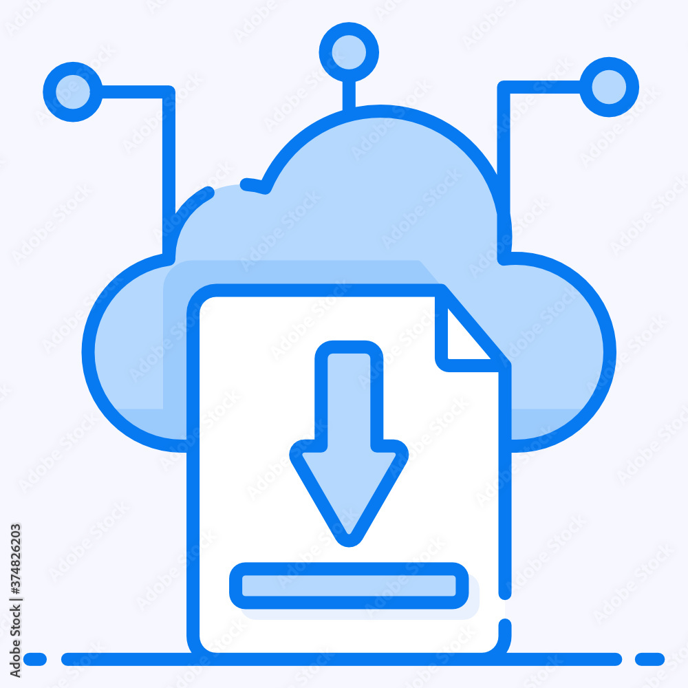 Cloud with downward arrow on file, trendy design of cloud download
Cloud with downward arrow on file, trendy design of cloud download