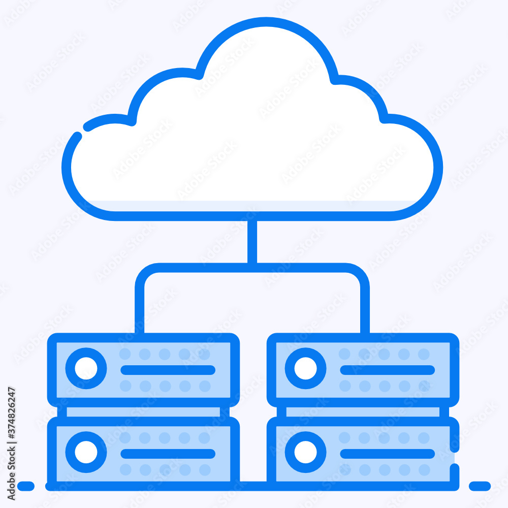 Server rack connected with cloud showing cloud server icon
Server rack connected with cloud showing cloud server icon