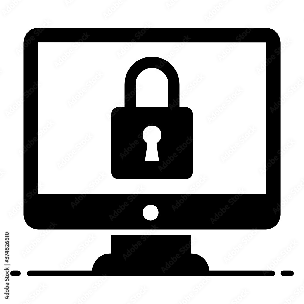 Icon of padlock inside monitor showcasing cyber security concept vector
Icon of padlock inside monitor showcasing cyber security concept vector