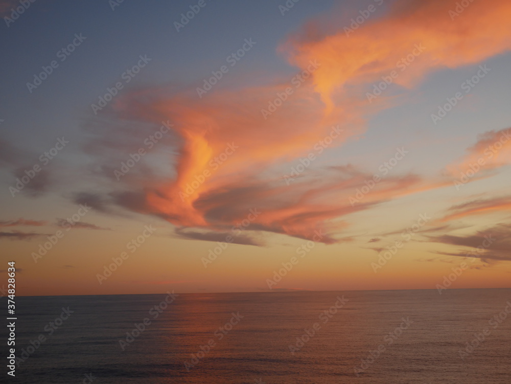 Fire in the cloud over the ocean
