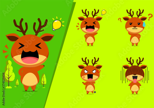 Cute reindeer emoticon character set #2